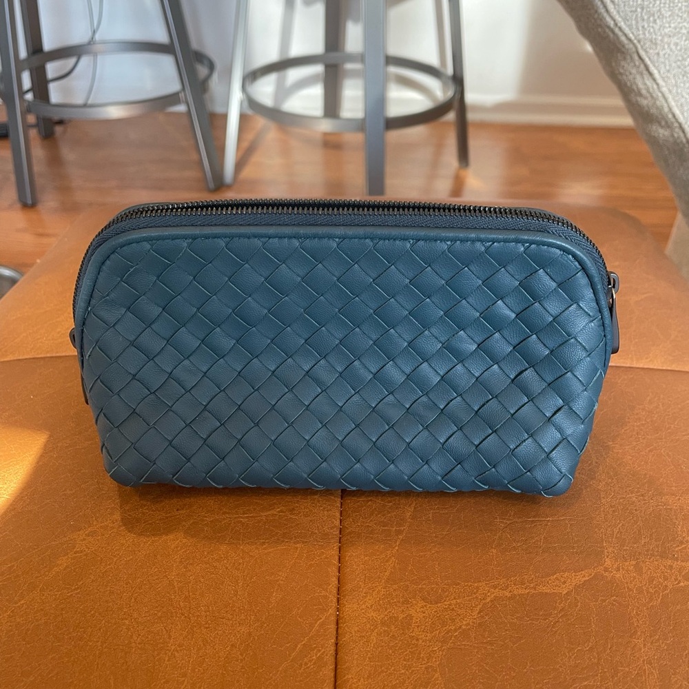 Bottega Veneta Intrecciato Verdigris Leather Clutch Bag
